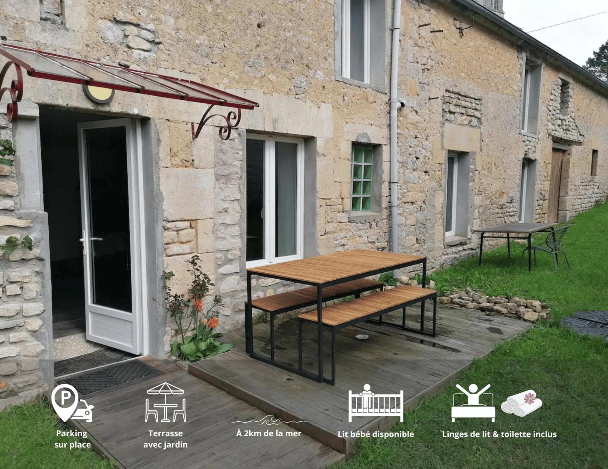 Maison Renovee En Pierres Sejour Spacieux Avec Jardin Et Terrasse Amenagee Pres Omaha Beach & Bayeux A 5Mn De La Mer Tous Commerces Commes Luaran gambar